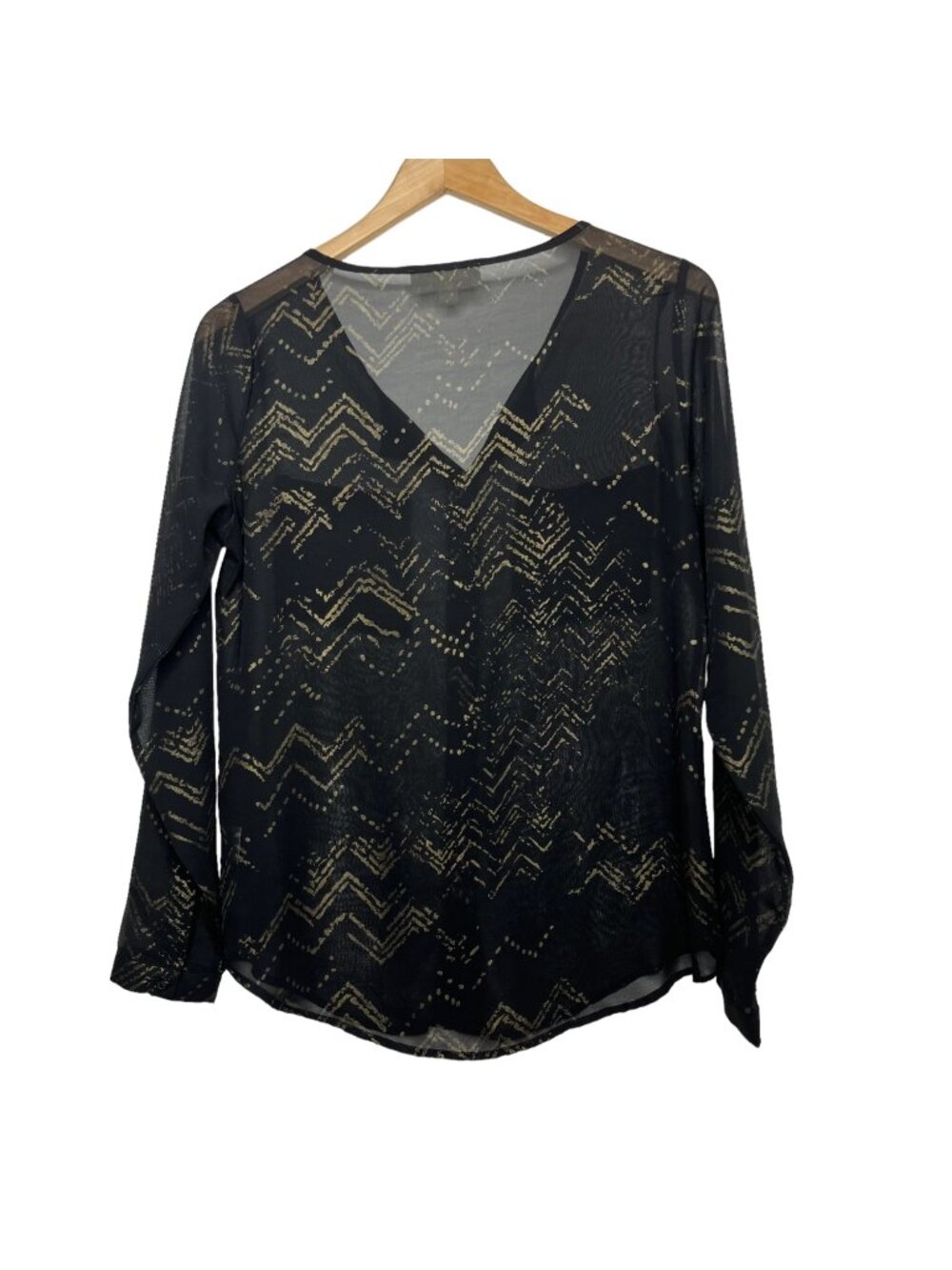 Olive & Oak Blouse Womens Black Printed Long Sleeve Button Down Pockets Size S